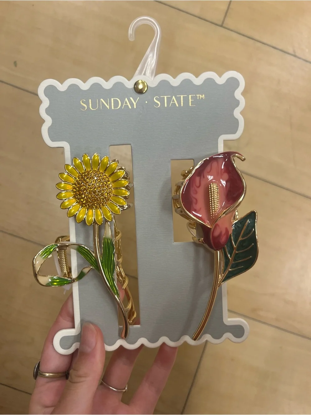 Stunning Floral Enamel Hair Clip Set - Pink & Yellow